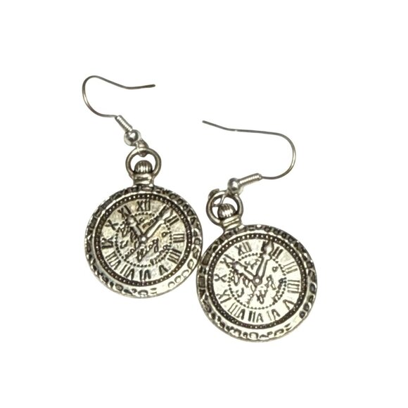Vintage Style Dangle Earrings Sunburst and Clockface Design Boho Jewelry Gift - Picture 1 of 9